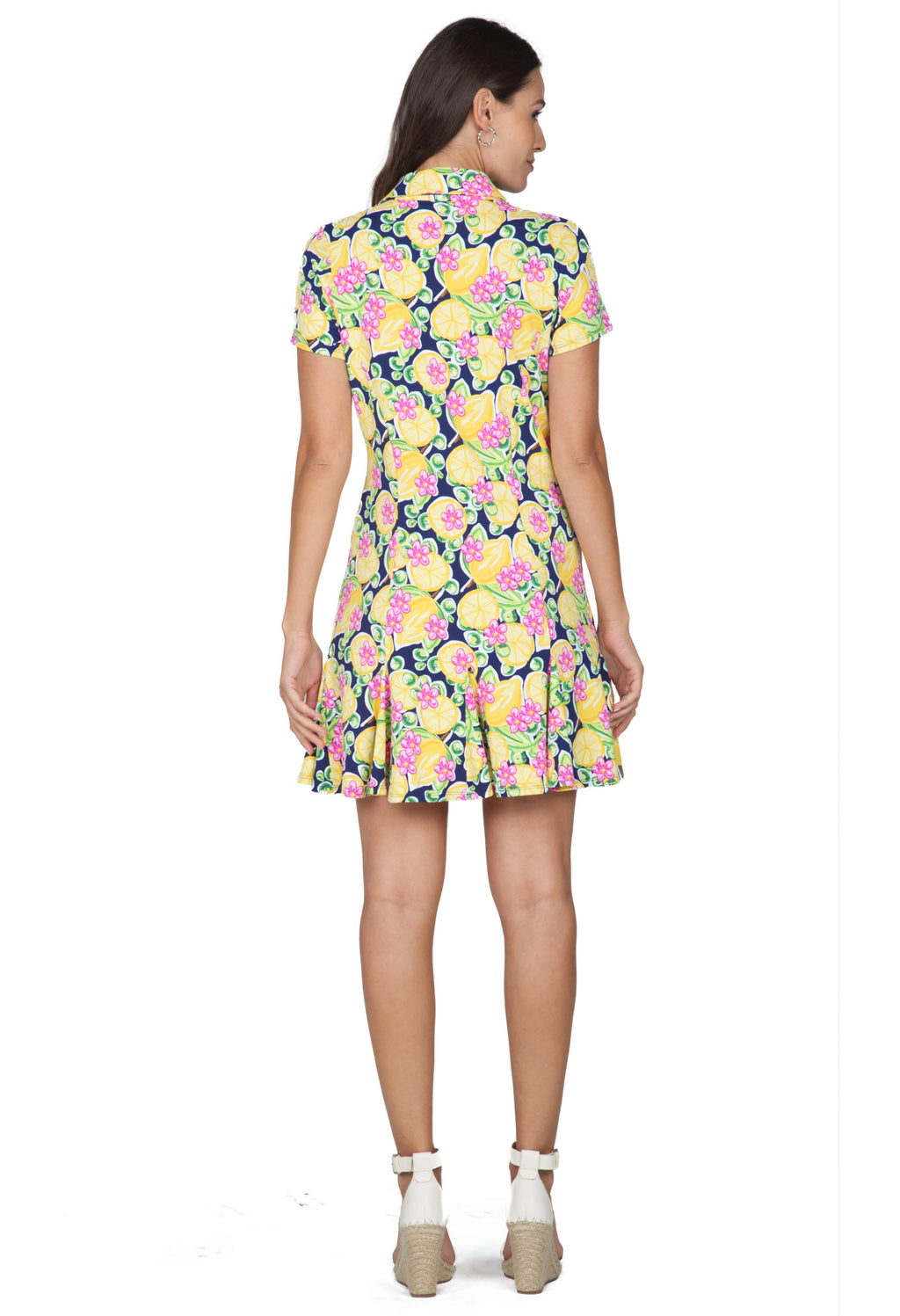 Calista Print Short Sleeve Godet Dress – 69652